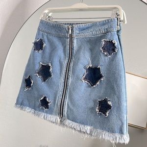Honey Punch Star Denim Mini Skirt
